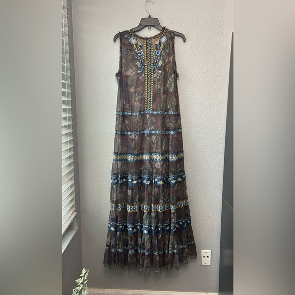 Johnny Was Biya Qadira Mesh Dress Large Whimsical Floral Boho *See Description - Picture 9 of 16
